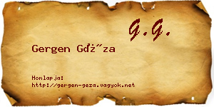 Gergen Géza névjegykártya